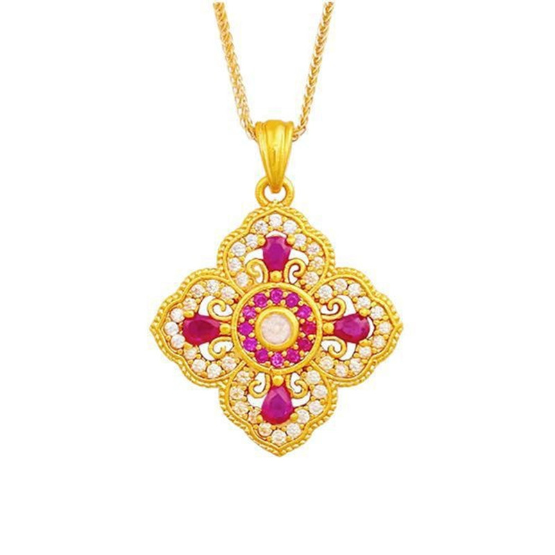 สร้อยคอจี้รูปดอกโคลเวอร์ 4 แฉก - Red Clover Flower บทวิจารณ์และราคา