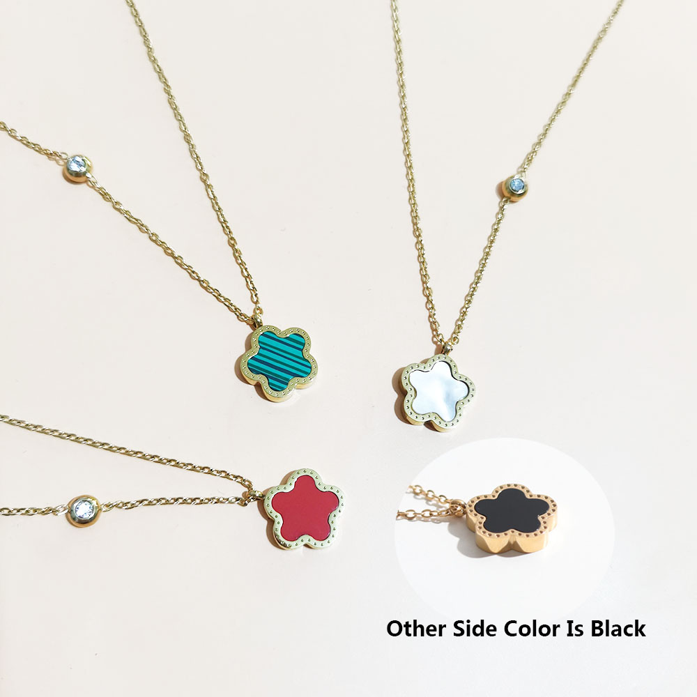 สแตนเลสสตีล18K ชุบทองห้าโคลเวอ - Red Clover Flower บทวิจารณ์และราคา