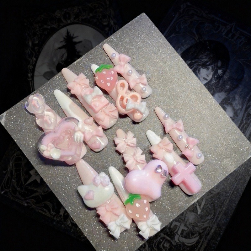 เล็บปลอมแบบกดติด 10 ชิ้น สีขาว - Cat Claw Bark บทวิจารณ์และราคา